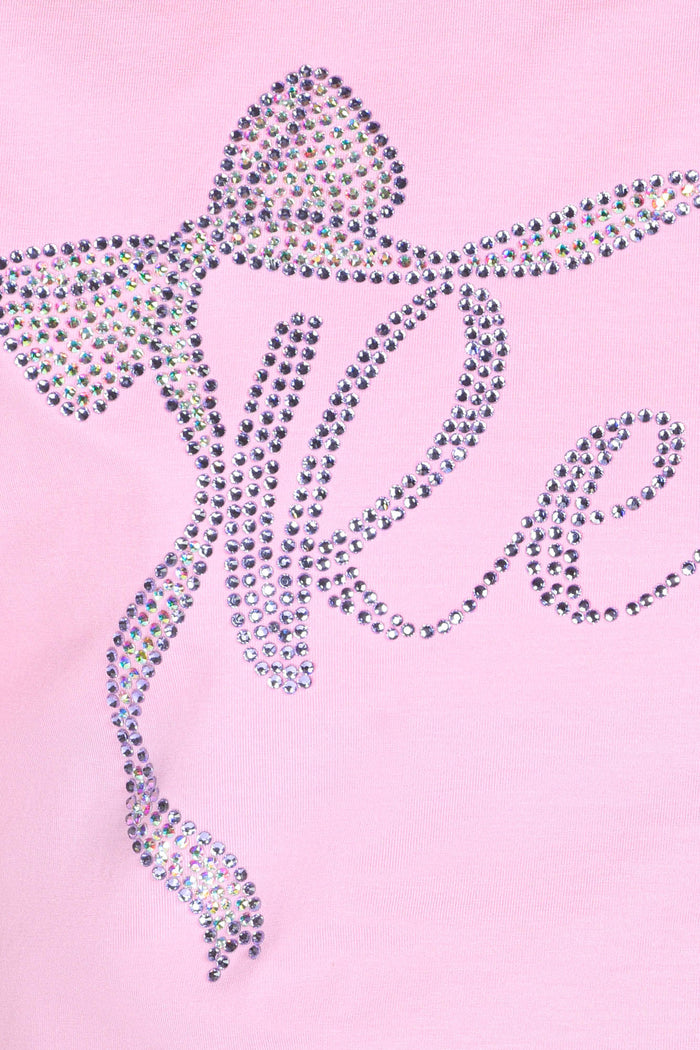 Bow Squad Cropped Tee in Chloe Pink