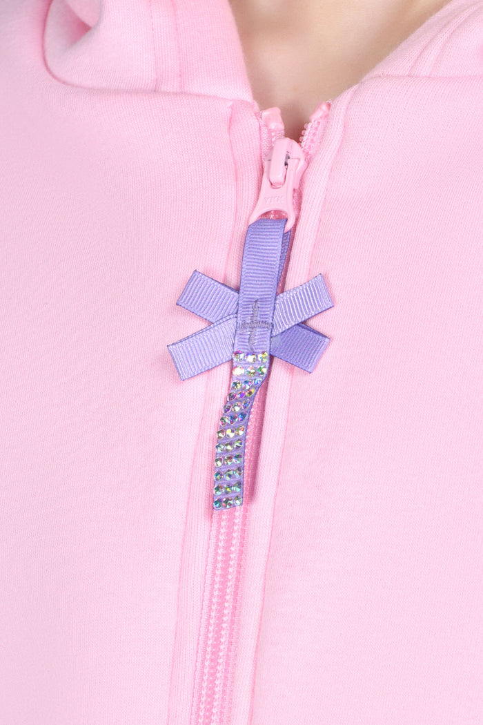 Bow Squad Zip-Up Hoodie in Chloe Pink