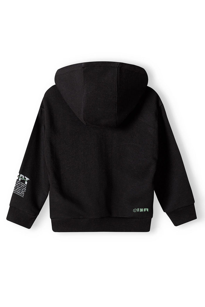 Fleece Hoodie, Black, Branded Print - 3