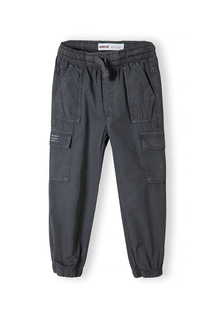 Pull-On Cargo Trousers, Black, Elasticated Waist - 2