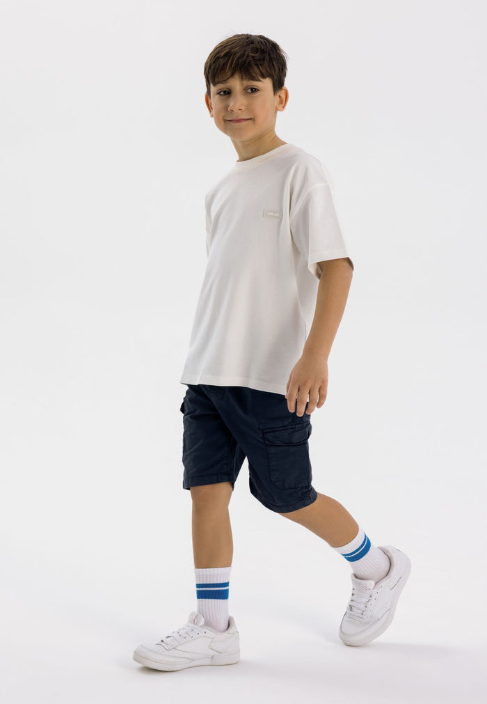Cargo Shorts Navy Elasticated Waist - 1