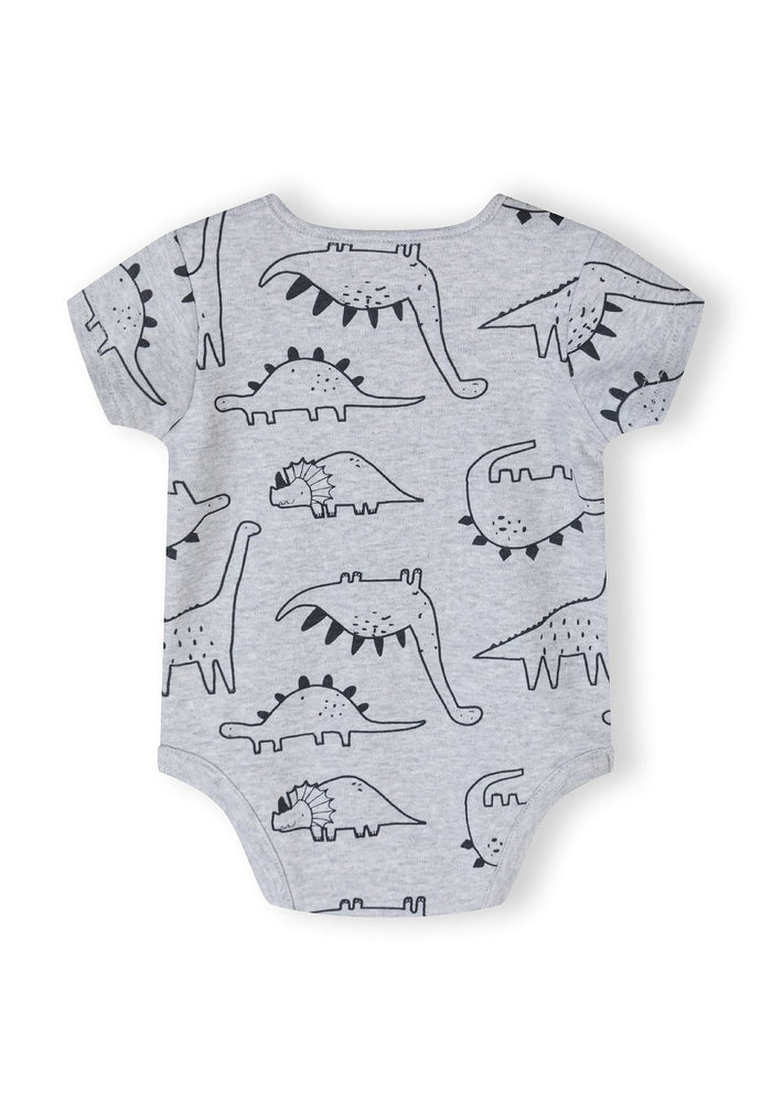 Short Sleeve Bodysuits 2-Pack, Dinosaur Print, Mint Grey - 7