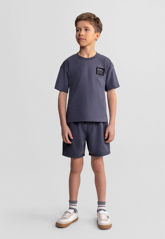 T-Shirt and Shorts Set, Grey, Urban Patch Detail - 1
