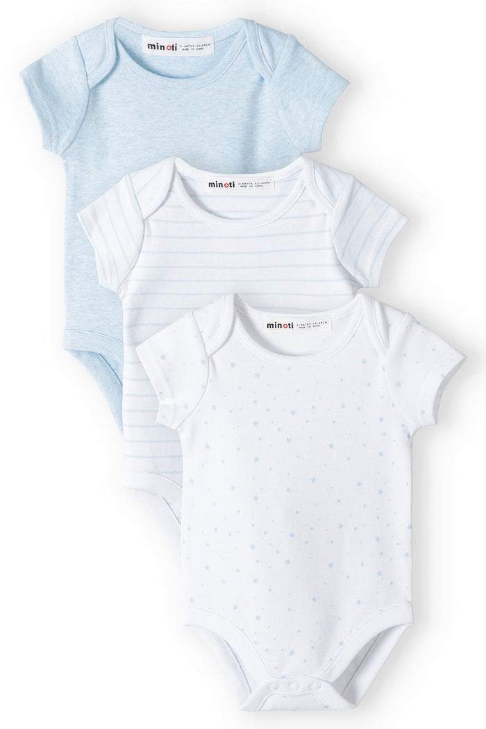 Short Sleeve Bodysuits 3-Pack, Blue, Stars & Stripes - 1
