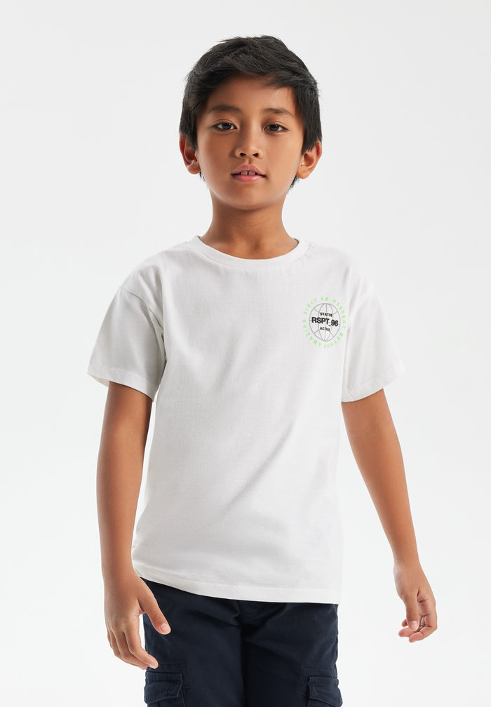 Short Sleeve T-Shirt, White, Chest Logo - 1