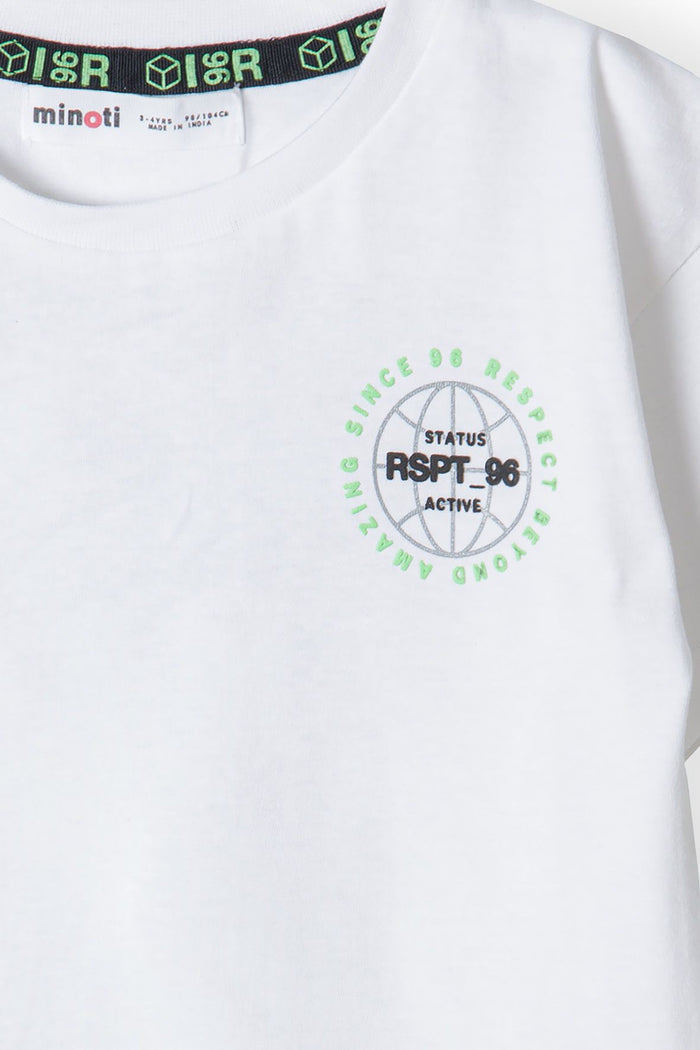 Short Sleeve T-Shirt, White, Chest Logo - 4