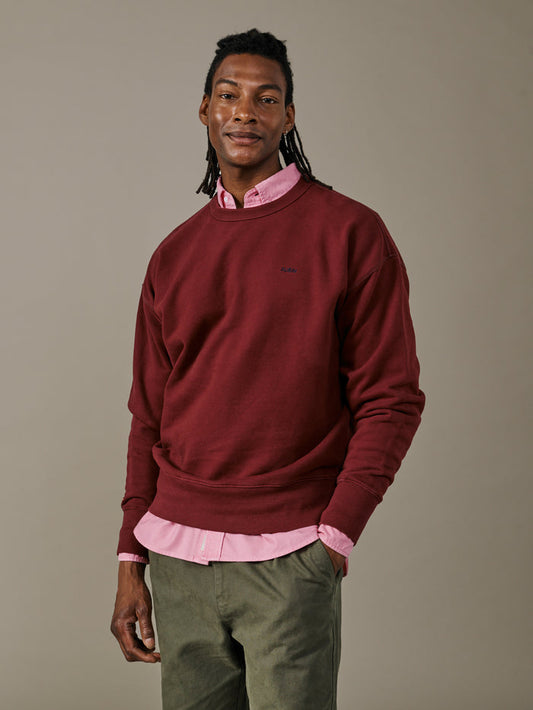 Aubin Oxblood Brandon Crew Neck Sweat | Crew Neck