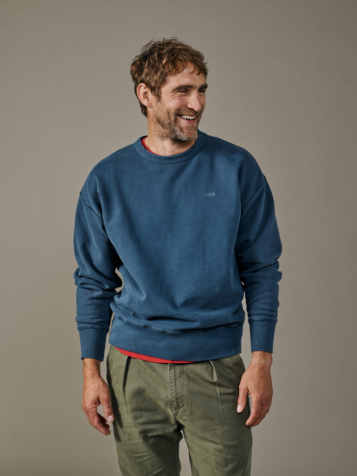 Aubin Navy Brandon Crew Neck Sweat | Crew Neck