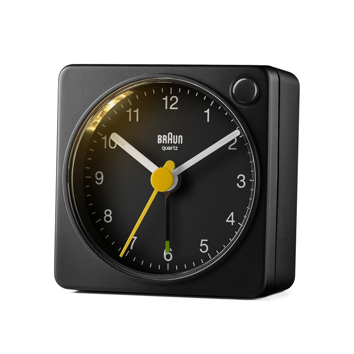 Braun Square Black Alarm Clock with Light