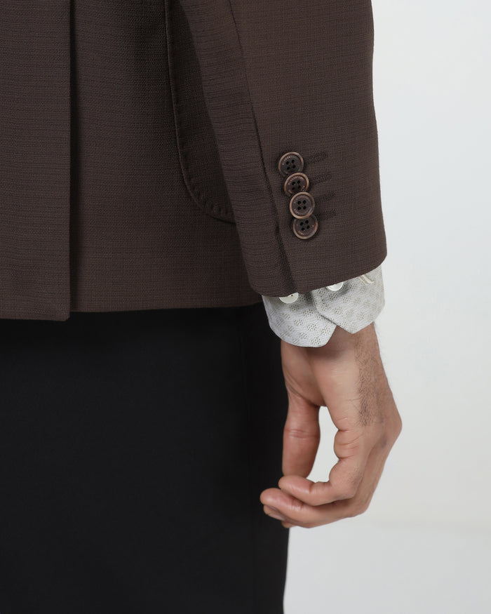 Brown Textured Blazer - Denzel