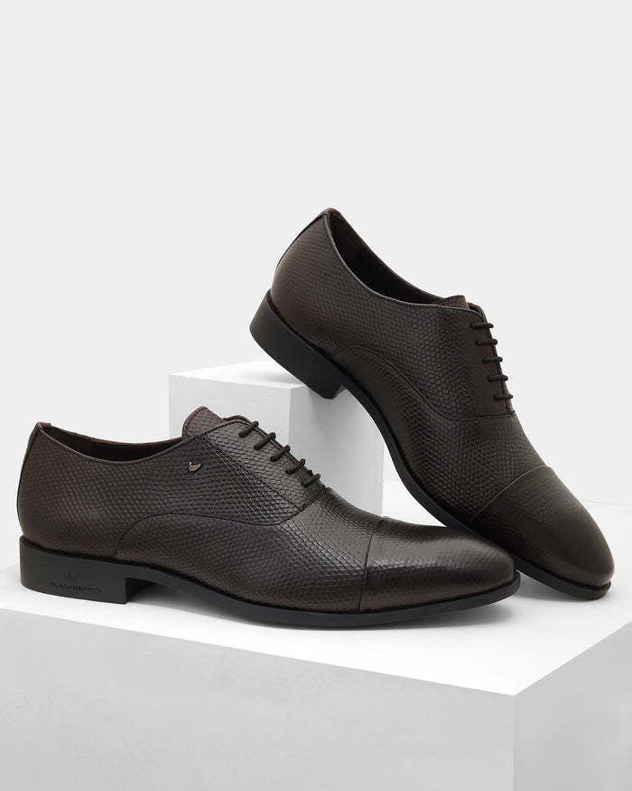 Burgundy Solid Oxford Shoes - Wibee