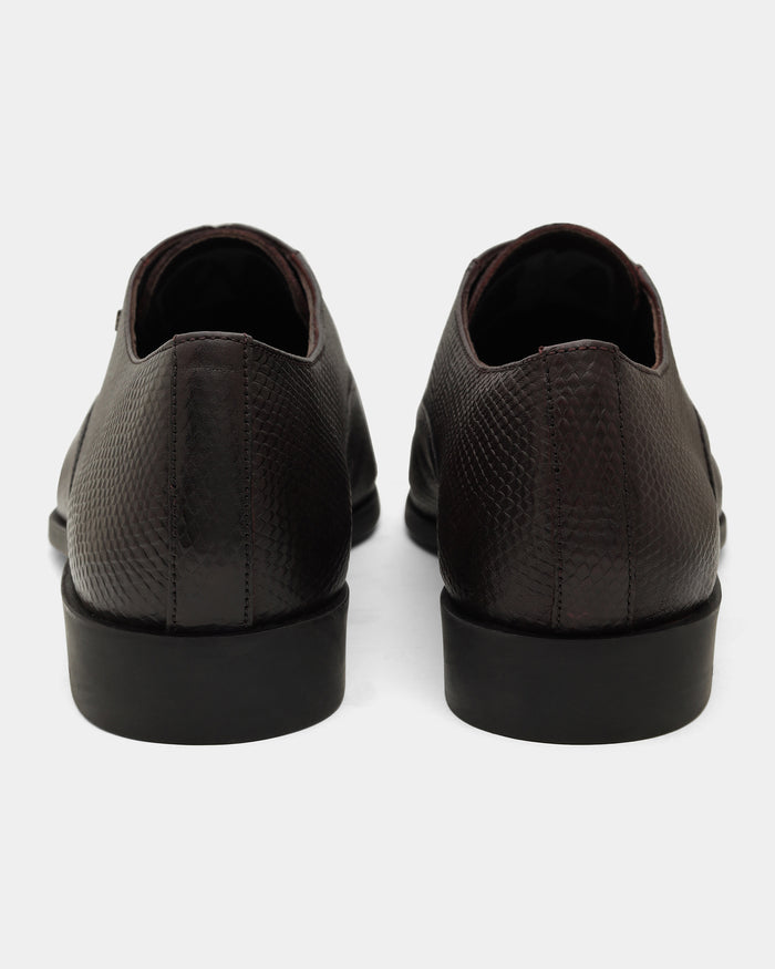 Burgundy Solid Oxford Shoes - Wibee