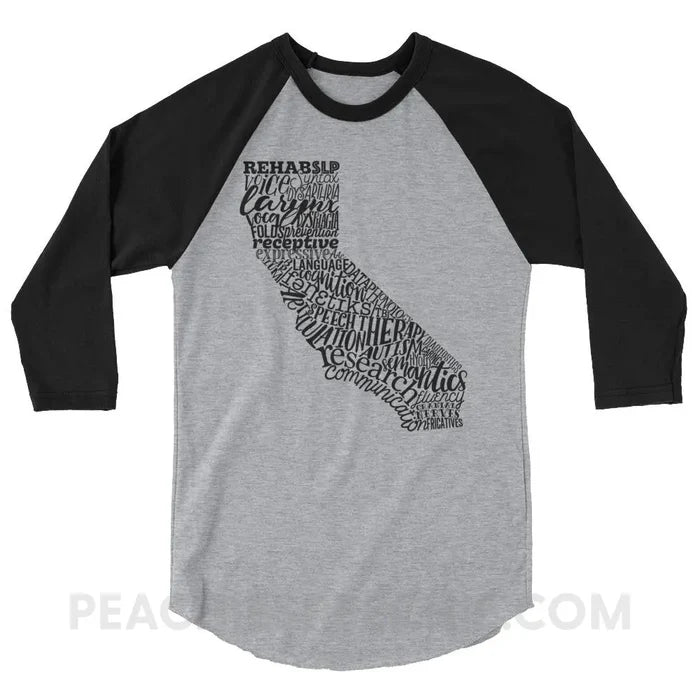 California SLP Baseball Tee - Heather Grey/Black / XS - T-Shirts & Tops peachiespeechie.com