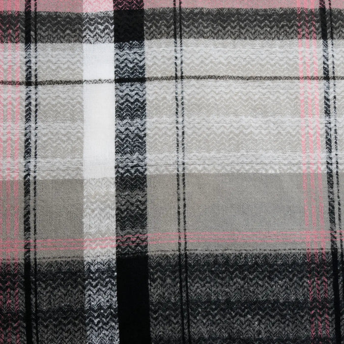 Callen Tartan Gray Plaid Fringe Scarf