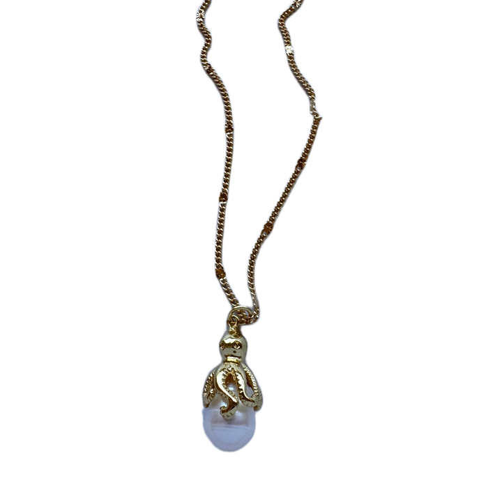 Calypso Octopus and Pearl Pendant Necklace