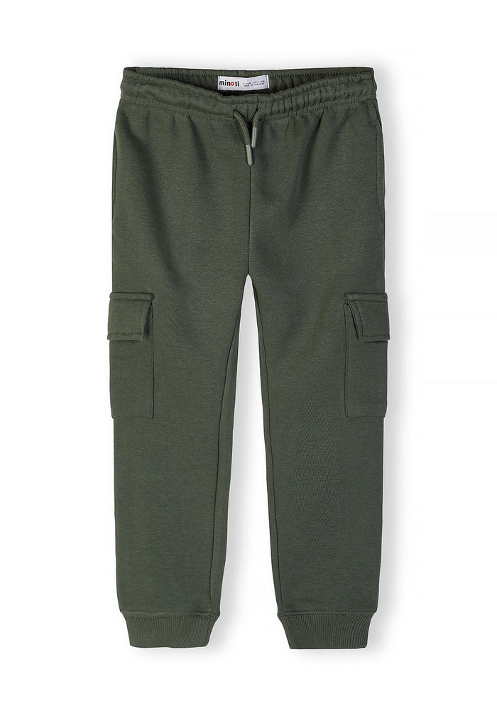 Boys cargo joggers in khaki with elasticated waistband and two side pockets.