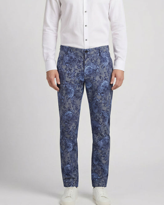 CASPIAN ROMA FLORAL STRETCH COTTON CHINO PANT - FLANNEL