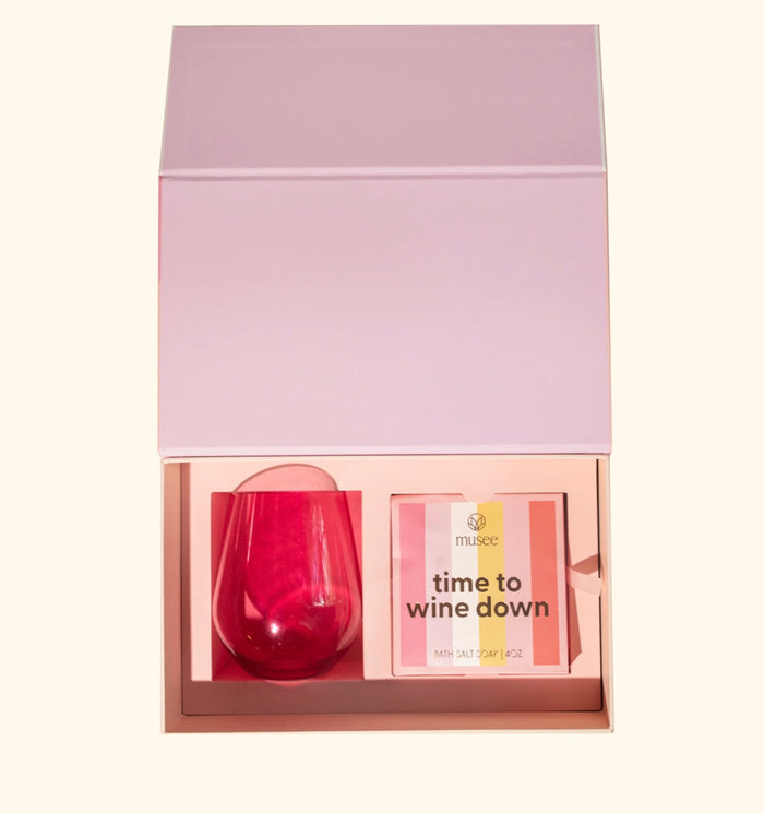 Cheers Wine Glass and Bath Salt Trio