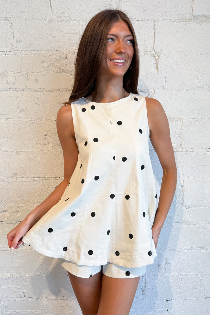Chic Dottie Top White, adeline boutique, dallas boutique, boutique