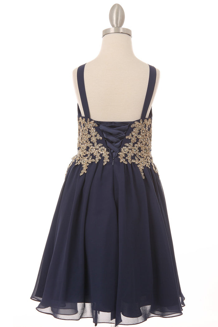 Chiffon Rhinestone Satin Party Dress by Cinderella Couture USA AS5069