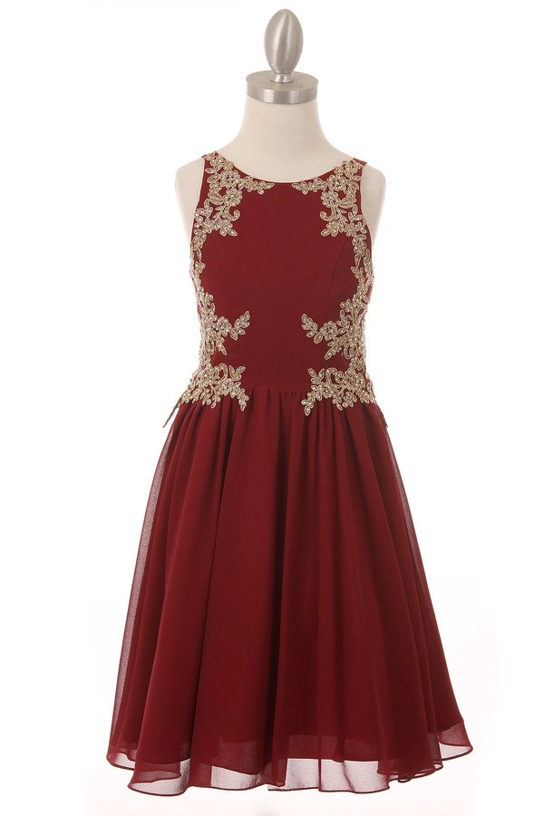 Chiffon Rhinestone Satin Party Dress by Cinderella Couture USA AS5069