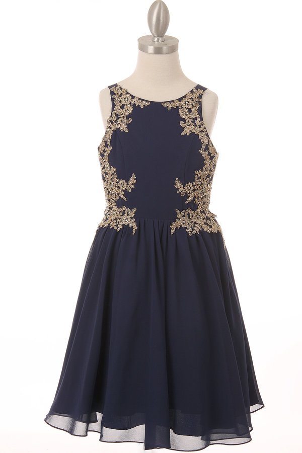 Chiffon Rhinestone Satin Party Dress by Cinderella Couture USA AS5069