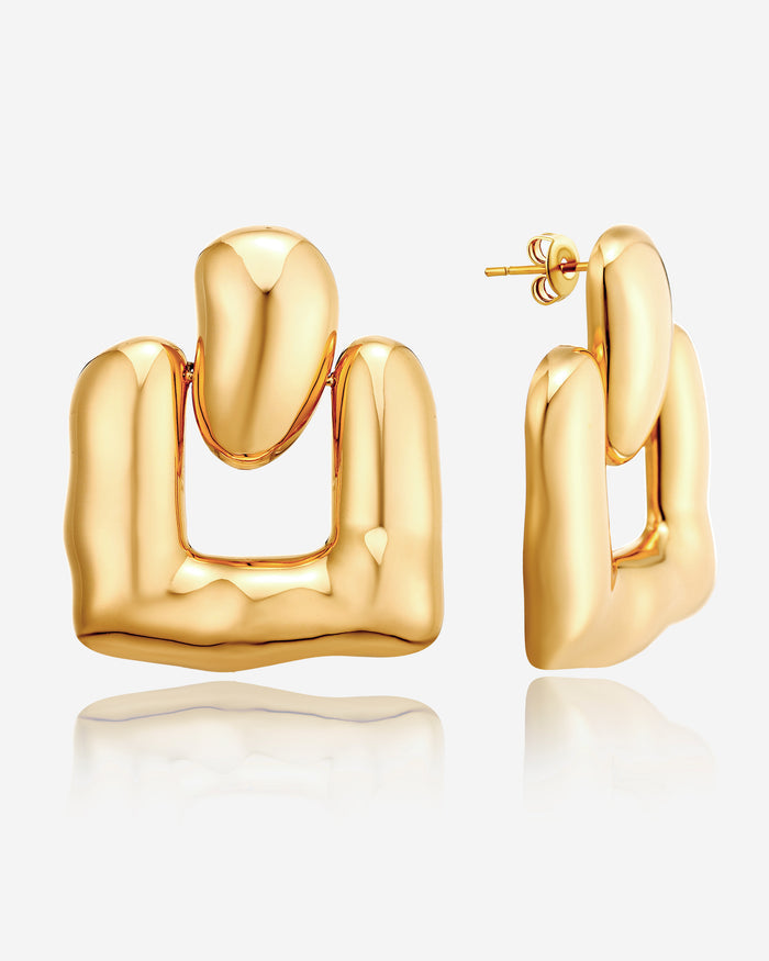 Chunky Square Knocker Stud Earrings