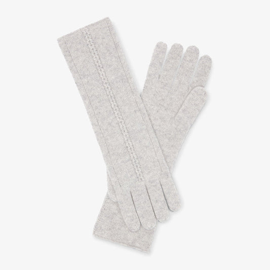Packshot image of the Circle Cable Gloves—Cashmere in Heather Gray | Lead