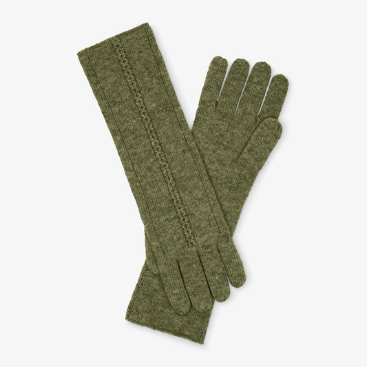Packshot image of the Circle Cable Gloves—Cashmere in Olive | Lead