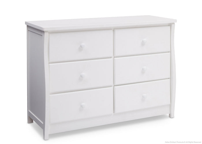 Delta Children Bianca White (130) Clermont 6 Drawer Dresser, Side View a1a