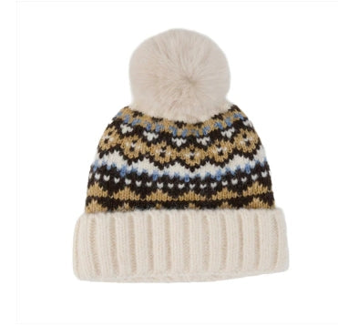 Cloud Aspen Fair Isle Pom Beanie