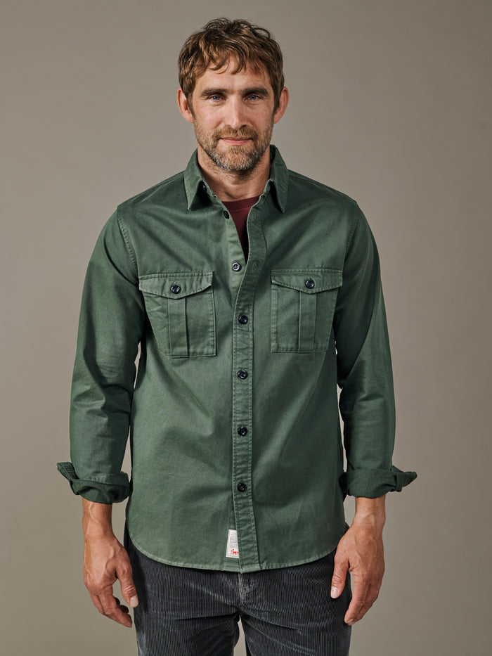 Aubin Khaki Cole Twill Overshirt | Overshirt