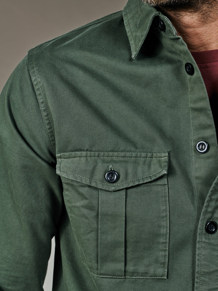 Aubin Khaki Cole Twill Overshirt | Overshirt