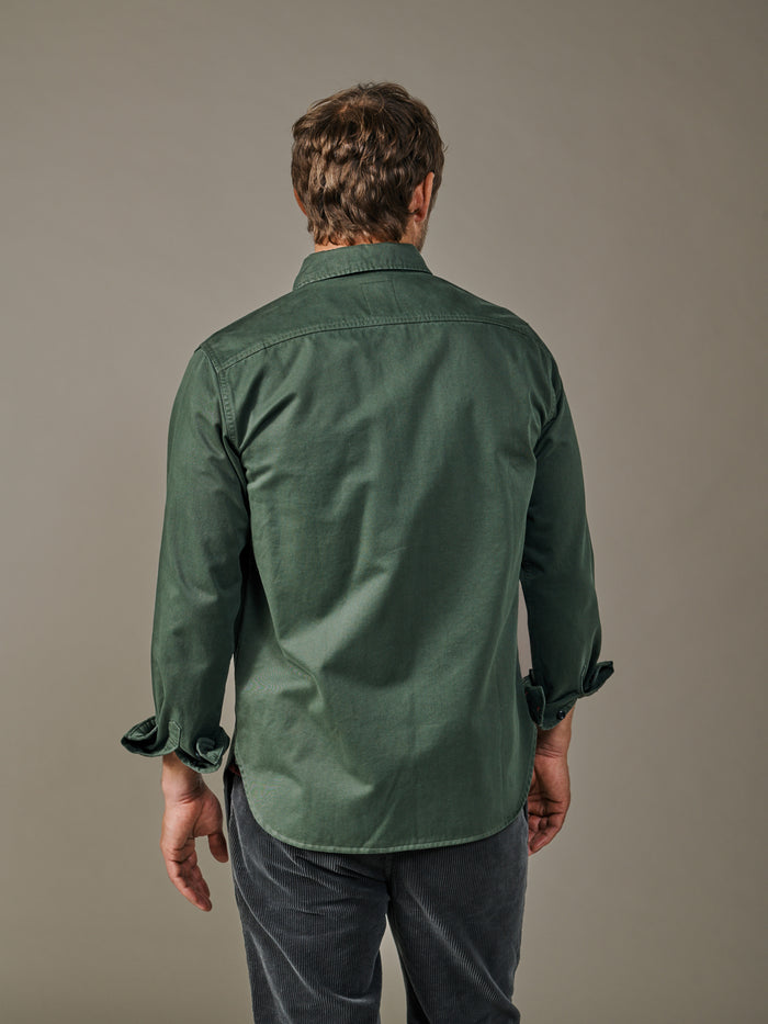 Aubin Khaki Cole Twill Overshirt | Overshirt