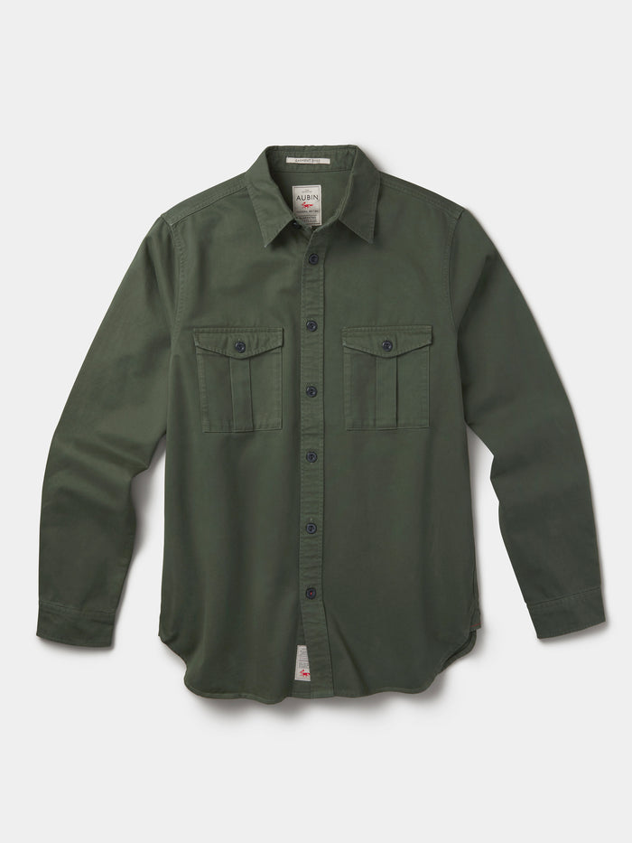 Aubin Khaki Cole Twill Overshirt | Overshirt