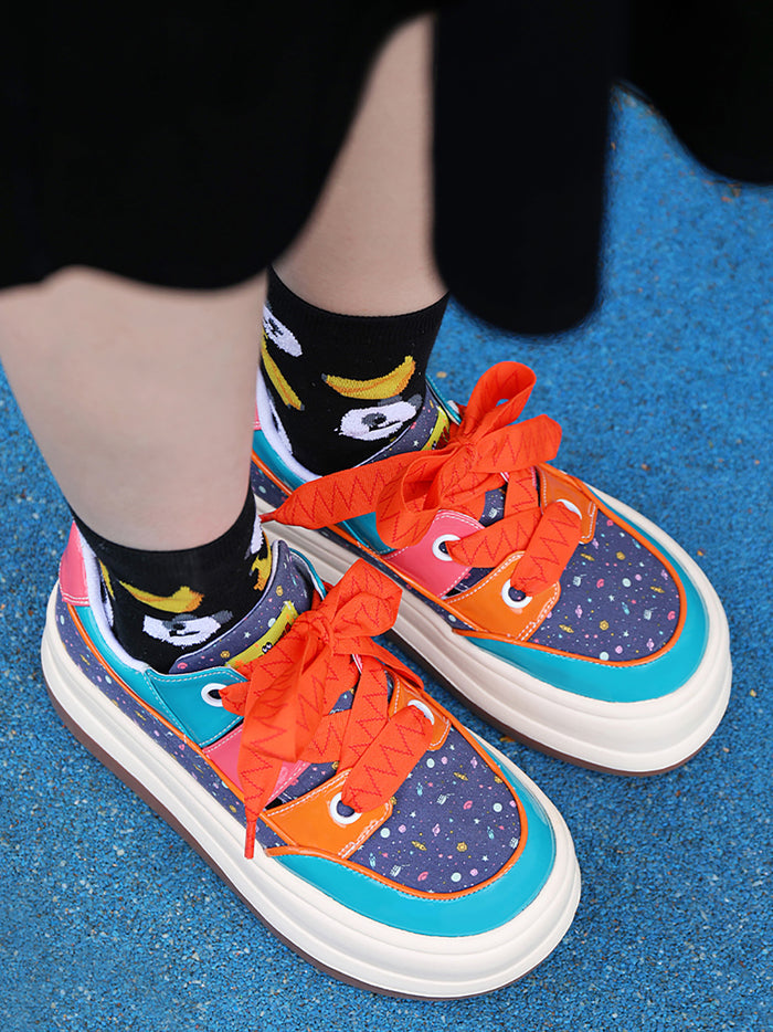 Cosmic Pattern Round-Toe Casual Shoes