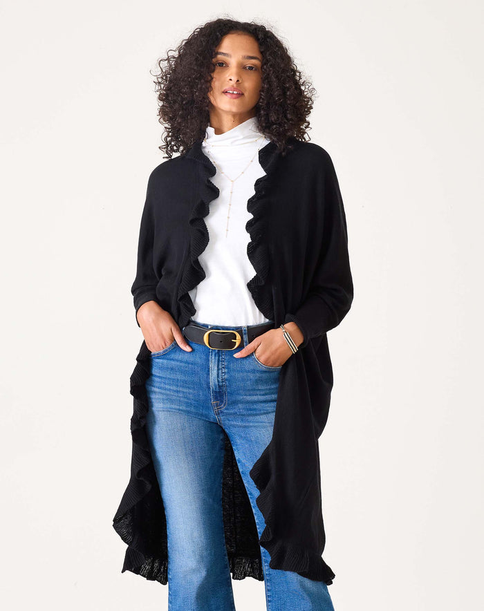 Cotton Cashmere Ruffle Kimono
