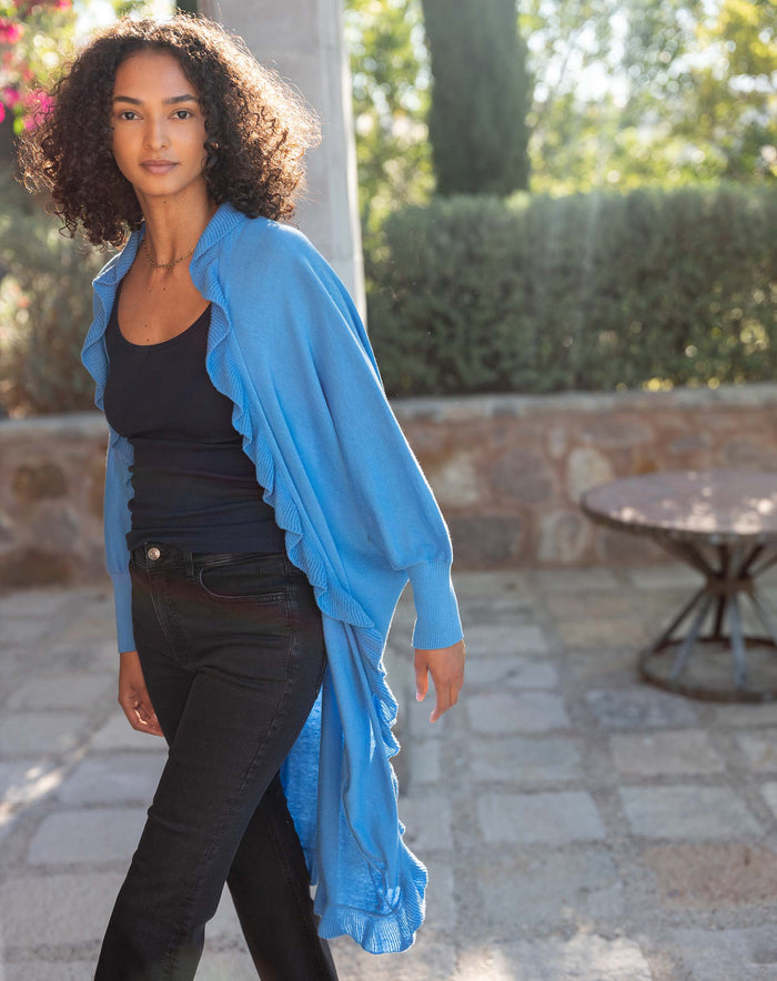 Cotton Cashmere Ruffle Kimono