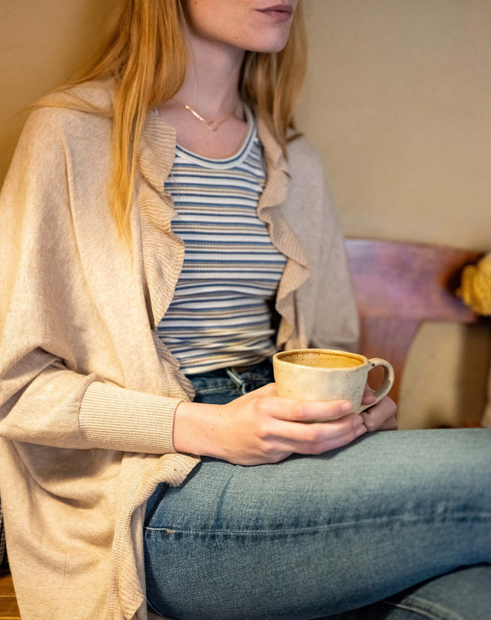 Cotton Cashmere Ruffle Kimono