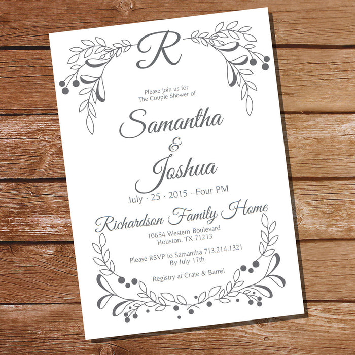 Couples Shower Invitation | Gray Couples Shower Invitation