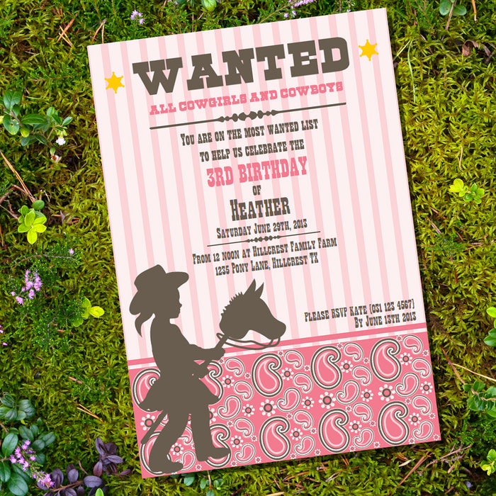 Cowgirl Birthday Party Invitations