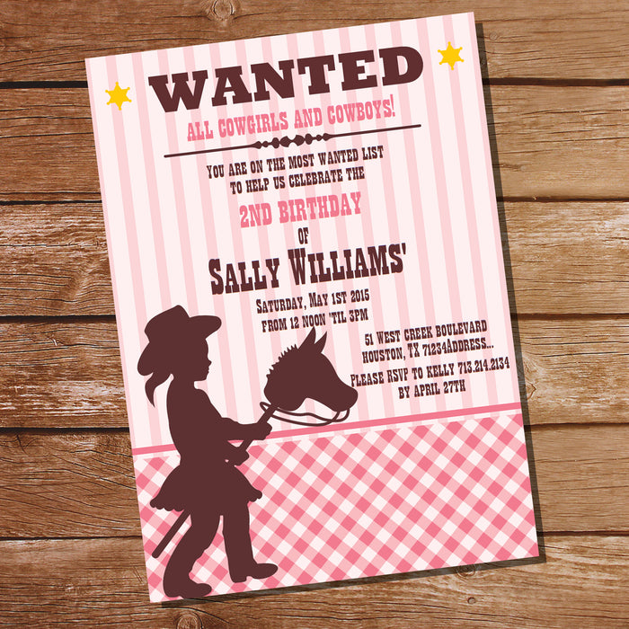 Cowgirl Birthday Party Invitation | Cowgirl Invite Template