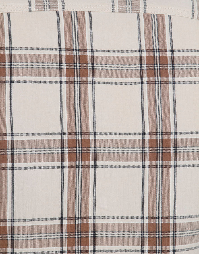 Cream Check Full Sleeves Shirt