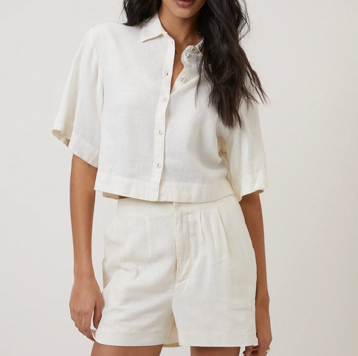 Cream Cropped Bennie Shirt