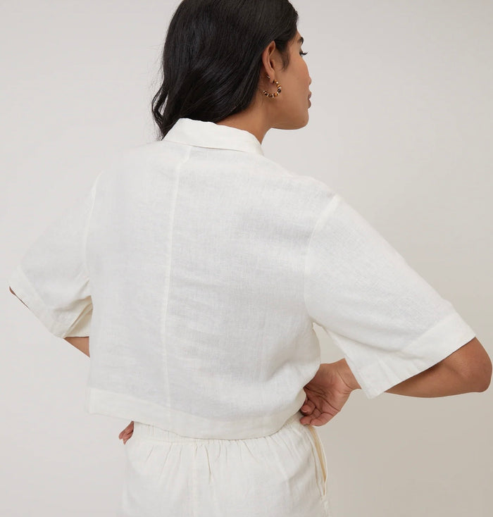 Cream Cropped Bennie Shirt