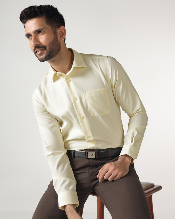Cream Non Iron Textured Shirt - P31