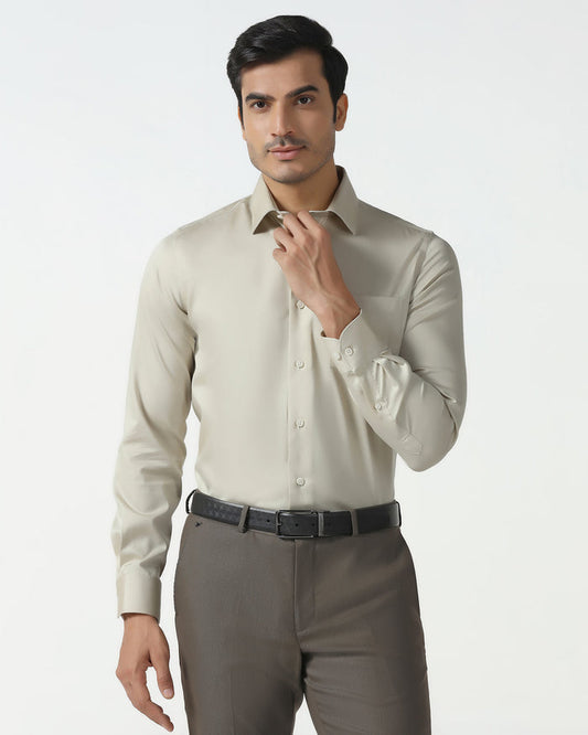Cream Non Iron Solid Shirt - Sylvia