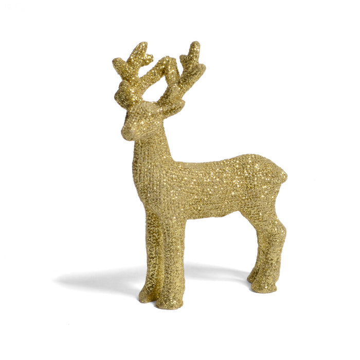 Creative Co-Op Golden Deer with Glitter Ornaments, 2-3/4 x 4 inches