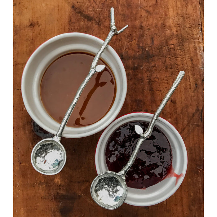 Crosby & Taylor Twig Pewter Condiment Spoons, Set of 2