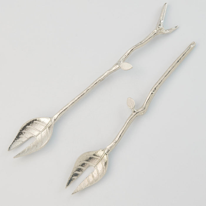 Crosby & Taylor Twig Pewter Condiment Forks, Set of 2 Styles